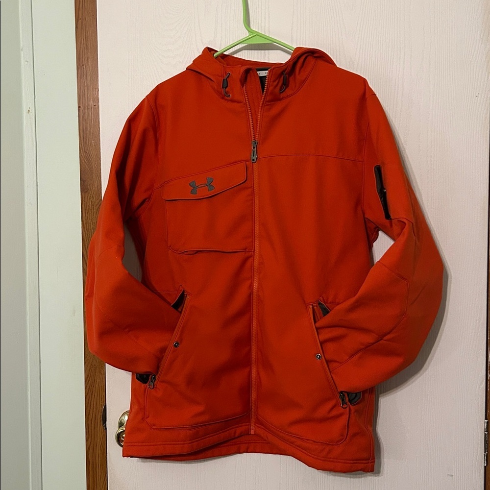 Under Armour Storm Vibrant Orange Zip-Up Jacket With Hood and Pockets Size M